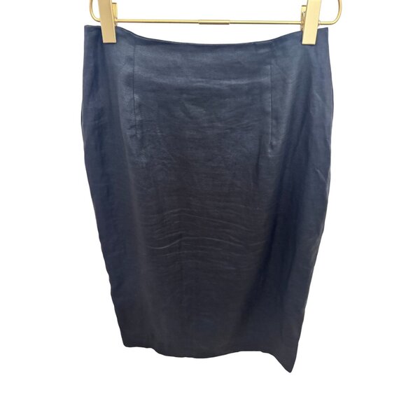 Valerie Stevens Black Pure Linen Wrap Pencil Skirt, Size 6 - Picture 4 of 4